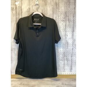 BYLT Men's Drop Cut Polo Shirt Black Lux Performance Casual Sports Size L